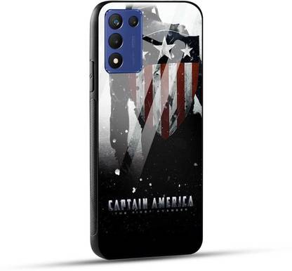 NDCOM Back Cover for Realme 9 5G SE Cptn America Printed Glass Case
