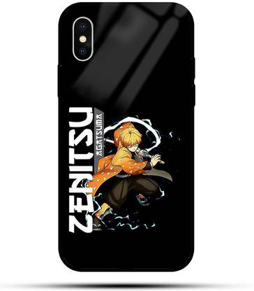 Kirmada Back Cover for iPhone XS Printed Anime Glass Case Zenitsu Face, Demon Slayer
