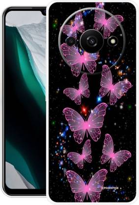 INTELLIZE Back Cover for REDMI A3 BUTTERFLY, BEAUTIFUL BUTTERFLIES, BLUE BURRERFLY, GLITTER