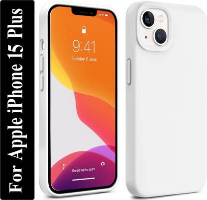 Coverskart Liquid Silicone Back Cover for Apple iPhone 15 Plus, Logo Embossed Shock Proof Microfiber Case