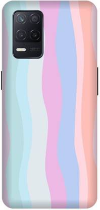 VS PRINT LINK Back Cover for Realme 8 (5G) ,RMX3241 ,Color Gradient Rainbow Stripes,Apple logo, Printed