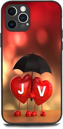KEYCENT Back Cover for APPLE iPhone 12 Pro Max J V, J LOVES V, NAME, ALPHABET, JV LOVE, HART, BLUE