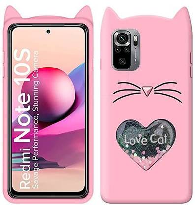 Moonlight Back Cover for Redmi Note 10S Love Cat Girls Kitty Heart Design Soft Rubber Silicone Mobile Case