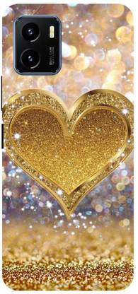 DIKRO Back Cover for vivo Y15s, V2120, GOLDEN, SPARKLE, HEART, DIL