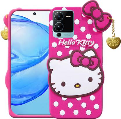 Wowcase Back Cover for Vivo V25 Pro 5G, 3D Cute Doll, Cute Hello Kitty Case, Soft Girl Back Cover with Pendant