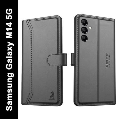 AIBEX Flip Cover for Samsung Galaxy M14 5G| Premium Leather Finish | Magnetic Closure | Kickstand Feature