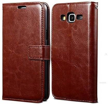 Coverphone Flip Cover for Galaxy J7-SM-J700F leather flip (Brown, Shock Proof, Pack of: 1)