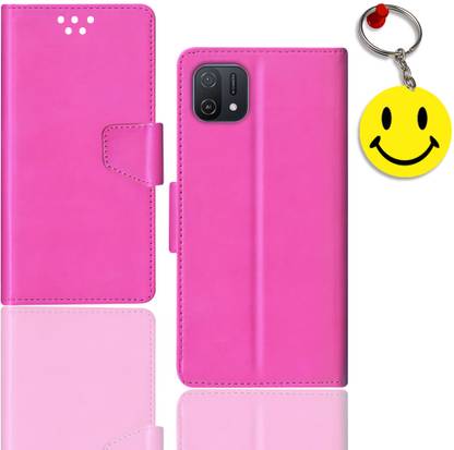 HANIRY Flip Cover for OPPO A16E flip cover for girl | CPH2421 flip cover for girl | Free Smiley Keychain | ND_12