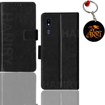 HANIRY Flip Cover for Samsung A2 Core flip case | SM-A260F flip cover | Free Jai Shree Ram Keychain | Black