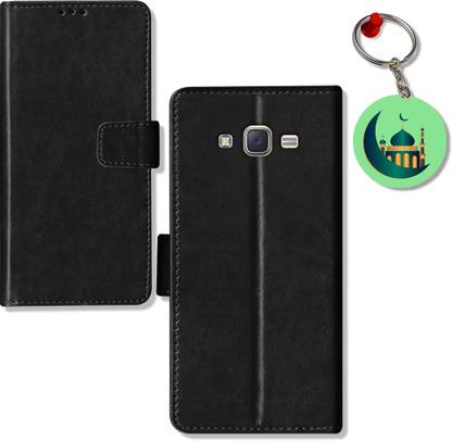 HANIRY Flip Cover for Samsung J7 flip case | SM-J700F flip case | Free Keychain | Black