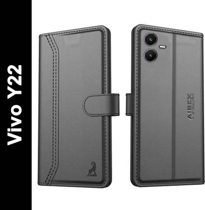 AIBEX Flip Cover for Vivo Y22| Premium Leather Finish | Magnetic Closure | Kickstand Feature | Shockproof