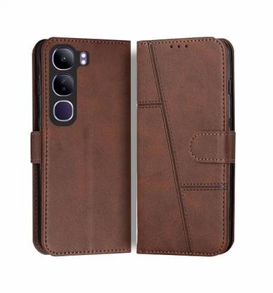 NIMMIKA ENTERPRISES Flip Cover for Vivo V40 Lite 5G(Premium Leather Material | 360-degree protection | Stand Feature)