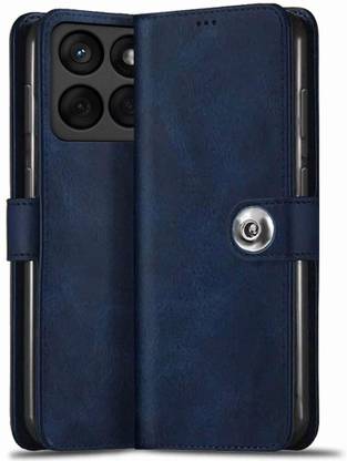 SESS XUSIVE Flip Cover for Motorola Moto Edge 60 Fusion 5G Designer Button Flip Cover - Button Blue