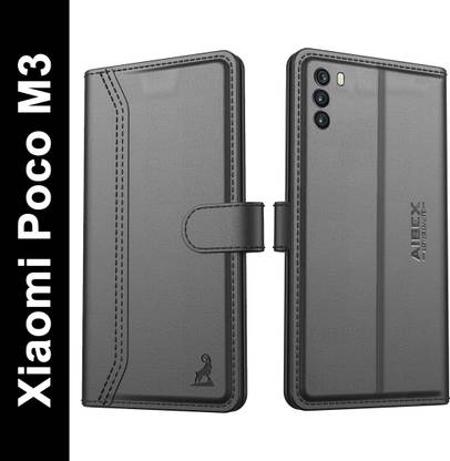 AIBEX Flip Cover for Poco M3|Vegan PU Leather |Foldable Stand & Pocket |Magnetic Closure