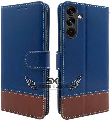 SESS XUSIVE Flip Cover for Samsung Galaxy A36 5G -Dual-Color Leather Finish Wallet - Blue & Brown