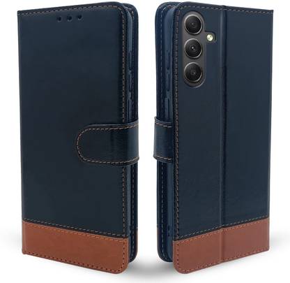 SESS XUSIVE Flip Cover for Samsung Galaxy M55 5G -Dual-Color Leather Finish Wallet - Black & Brown