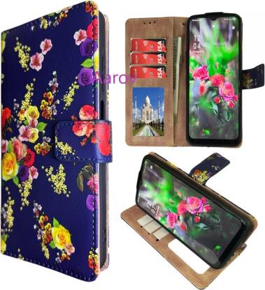 Aarov Flip Cover for Mi Redmi 9A, Mi Redmi 9i, Mi Redmi 9A Sport, Mi Redmi 9i Sport, Flower Blue