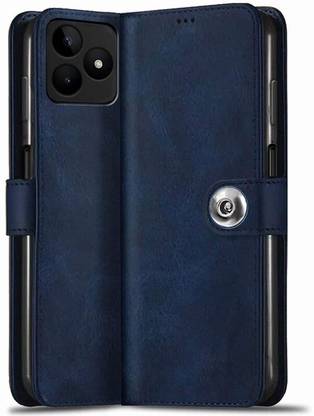 SESS XUSIVE Flip Cover for Realme Narzo N53 Designer Button Magnet Closure - Button Blue