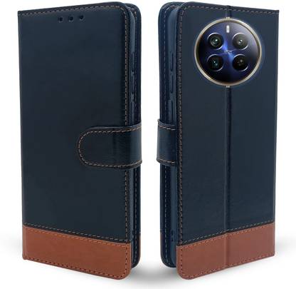 SESS XUSIVE Flip Cover for Realme 12 Plus 5G / Realme P1 5G -Dual-Color Leather Finish Wallet - Black & Brown