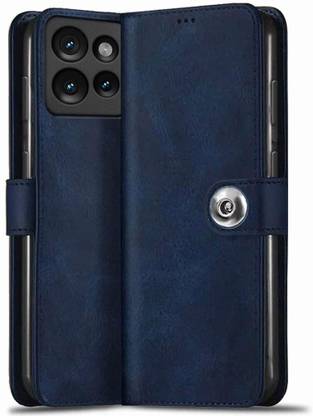 SESS XUSIVE Flip Cover for Motorola Moto Edge 50 5G Designer Button Magnet Closure - Button Blue