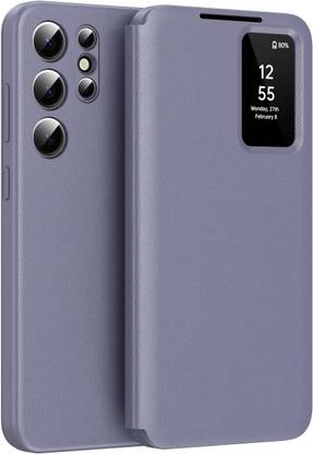 CRUPED Flip Cover for Samsung Galaxy S25 Ultra Smart-View Wallet Case – Leather, Card Slot, Tap Control