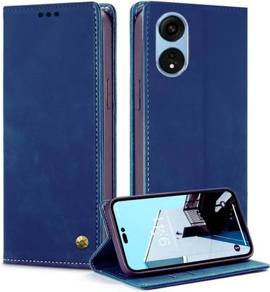 Luxury Counter Flip Cover for Oppo A18 , Magnetic Kickstand with 4 Card Slots Back Cover