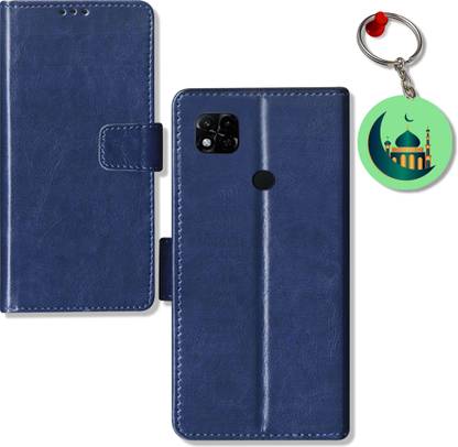 HANIRY Flip Cover for Redmi 10A wallet case | 220233L2C wallet case | Free Keychain | Blue