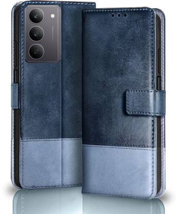 SESS XUSIVE Flip Cover for Realme P3X 5G -Dual-Color Leather Finish Wallet - Sky Blue
