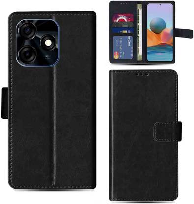 Kalua Mall Flip Cover for Tecno Spark 10C pouch cover | Tecno KI5k pouch cover | Black