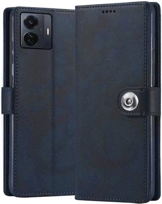 Luxury Counter Flip Cover for Vivo T1 Pro 5G | Premium Luxury Button Design Magnetic Back Cover