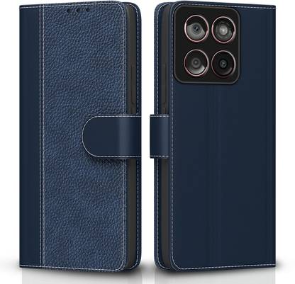 SESS XUSIVE Flip Cover for Motorola Moto Edge 60 Fusion 5G Leather Finish Wallet Stand Shock Proof Protection - Blue