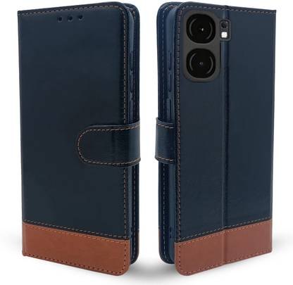 SESS XUSIVE Flip Cover for iQOO Neo 9 Pro 5G -Dual-Color Leather Finish Wallet - Black & Brown