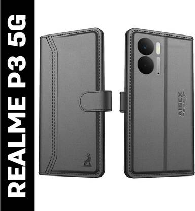 AIBEX Flip Cover for Realme P3 5G|Premium Leather Finish | Magnetic Closure | Kickstand Feature | Shockproof