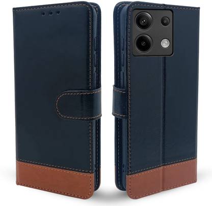 SESS XUSIVE Flip Cover for Mi Redmi Note 13 Pro 5G -Dual-Color Leather Finish Wallet - Black & Brown