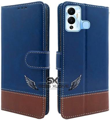 SESS XUSIVE Flip Cover for Infinix Hot 12 Play -Dual-Color Leather Finish Wallet - Blue & Brown