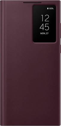 फियूश Flip Cover SAMSUNG Galaxy S22 Ultra S-View Wallet Phone Case, Protective Cover w/Card Holder Slot के लिए
