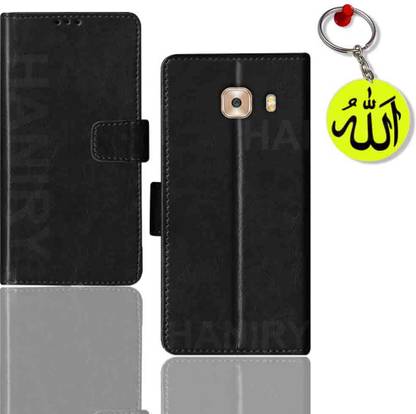 HANIRY Flip Cover for Samsung C9 Pro flip case | SM-C9000 flip cover | Free Allah Keychain | Black