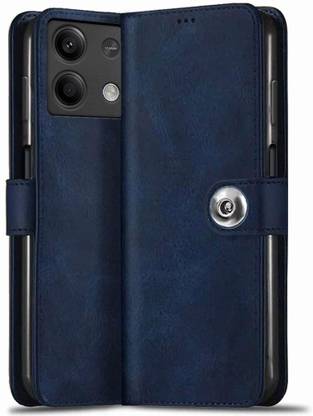 SESS XUSIVE Flip Cover for Mi Redmi Note 13 5G Designer Button Magnet Closure - Button Blue