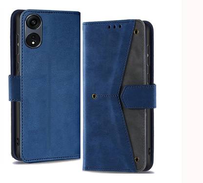 NKARTA Wallet Case Cover for Oppo F23 5G Splicing Wallet Case - Blue Grey