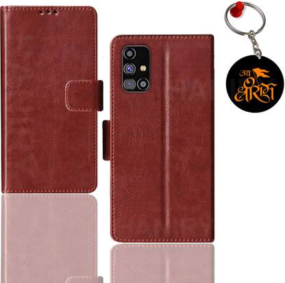 HANIRY Flip Cover for Samsung M31s flip case | SM-M317F flip cover | Free Jai Shree Ram Keychain | Brown
