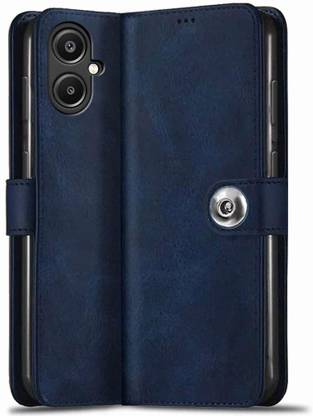 SESS XUSIVE Flip Cover for Samsung Galaxy F05 Designer Button Magnet Closure - Button Blue