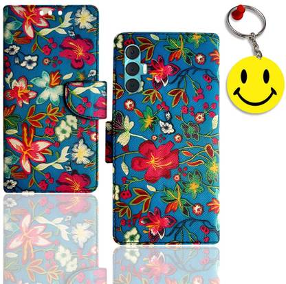 HANIRY Flip Cover for TECNO SPARK 8 PRO pouch cover | KG8 pouch cover | flower design | Free Keychain | ND_04