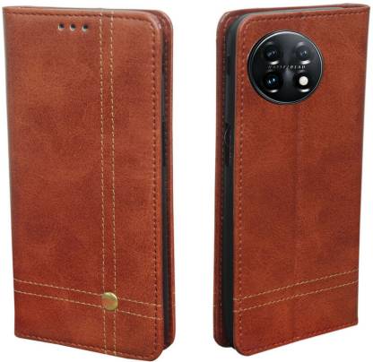 SESS XUSIVE Flip Cover for Leather Case Wallet Magnetic For OnePlus 11R 5G - Magnetic Brown