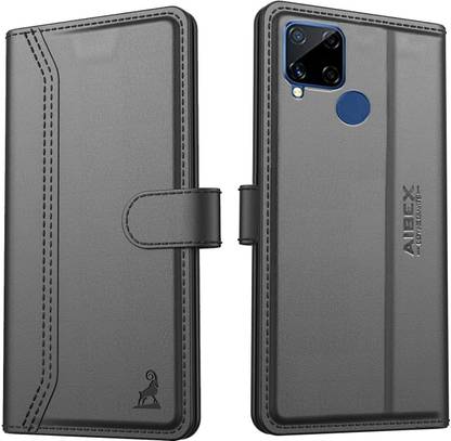 AIBEX Flip Cover for Realme C12 / Realme Narzo 30A / Realme Narzo 20 / Realme C15| Premium Leather Finish