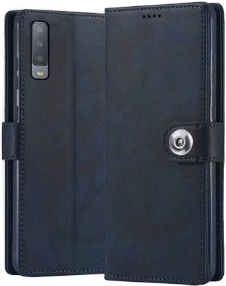 XSHIELD Flip Cover for Samsung Galaxy A7 2018 A750 Wallet-Genuine Leather- Card Holders-Shockproof Back Cover