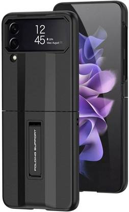 Nik's World Front & Back Case for Samsung Galaxy Z Flip 4 Magnetic Hinge Protection Durable Cover with Built-in Kickstand