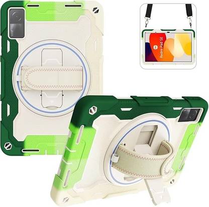 Proelite Front & Back Case for Redmi Pad SE 11 inch with Hand Grip and Rotating KickStand with Shoulder Strap