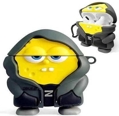 GADGETSBULK Front & Back Case for AirPods Pro 2 spongebob Cartoon Character Silicon Case & Cover with Keychain