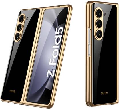 Midkart Front & Back Case for Samsung Galaxy Z fold 5 Luxury Plating Design Plexiglass Hard PC Electroplated Case