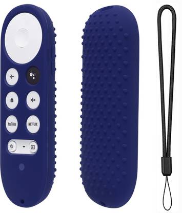 Oboe Front & Back Case for Google Chromecast Tv Voice Remote Silicone Full Wrap Protective Cover with Lanyard